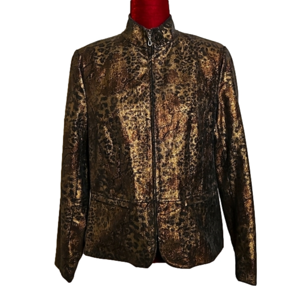 ELCC Bronze Leopard Print Jacket Size: Medium